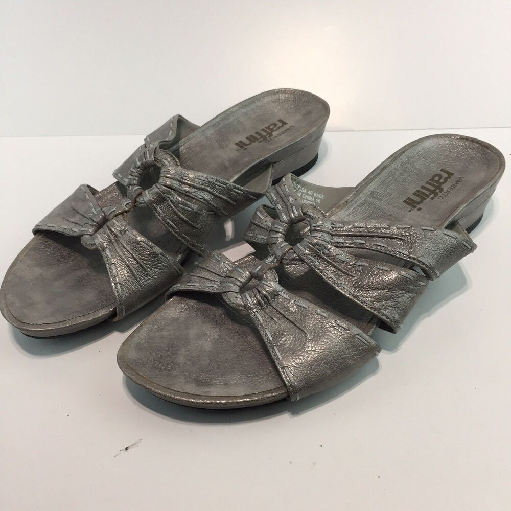 Umberto Raffini Contessa Silver Leather Womens Sandals Size 9.5 US 40 EUR